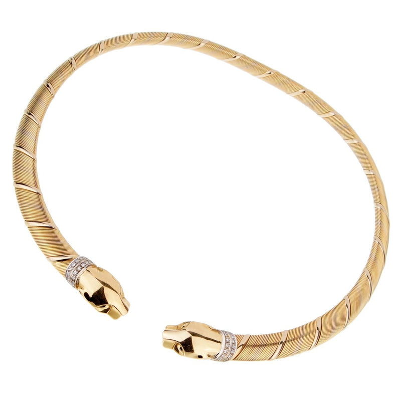 Cartier Panthere 18k Tri Color Gold Diamond Choker Necklace 0001748