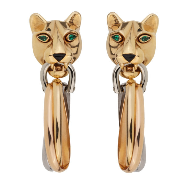 Cartier Panthere Day Night 18k Gold Drop Earrings 0001052