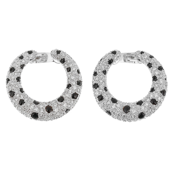 Cartier Panthere Onyx Diamond Platinum Hoop Earrings 0003238