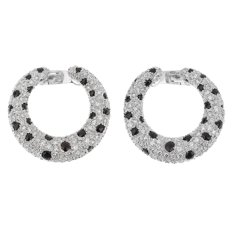 Cartier Panthere Onyx Diamond Platinum Hoop Earrings 0003238