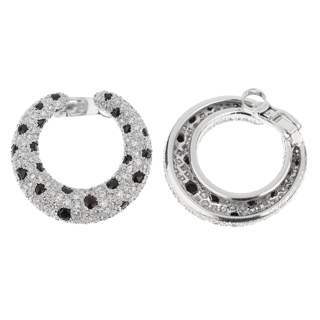 Cartier Panthere Onyx Diamond Platinum Hoop Earrings 0003238