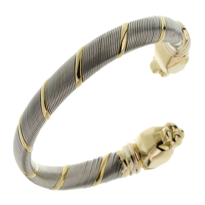 Cartier Panthere Stainless Steel Gold Bangle Bracelet 0002587