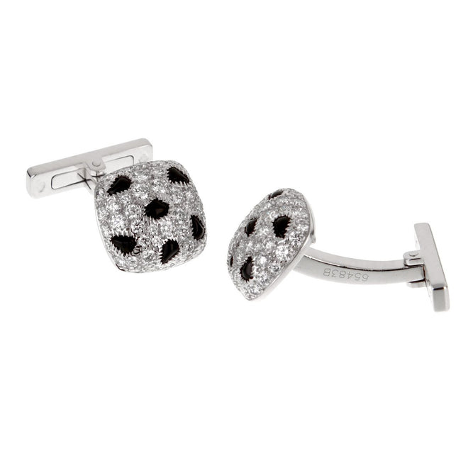 Cartier Panthere White Gold Diamond Onyx Cufflinks 0001795