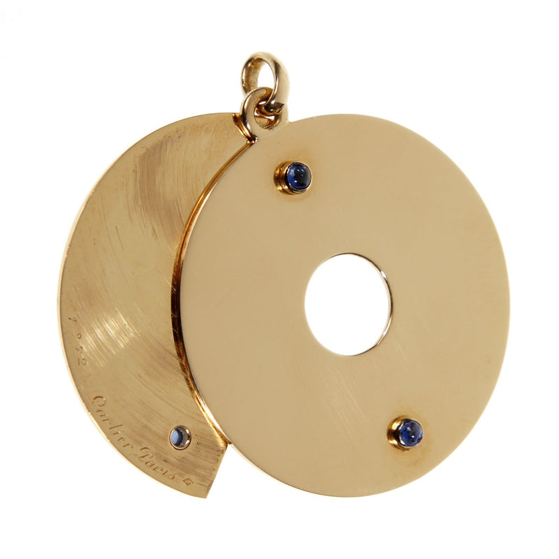 Cartier Paris Cigarillo Cutter Sapphire Yellow Gold Pendant 0002564