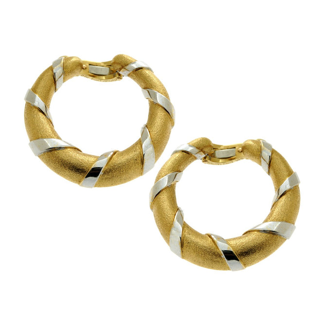 Cartier Paris Gold Hoop 18k Gold Two Tone Earrings 0000886