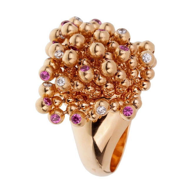 Cartier Paris Nouvelle Vague Pink Sapphire Diamond Rose Gold Ring 0001850