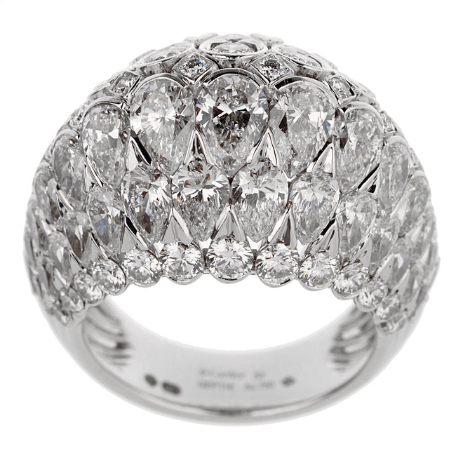 Cartier Pluie Diamond Bombe White Gold Cocktail Ring 3225