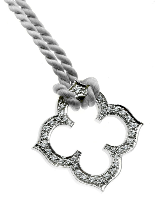Cartier Quatrefoil Diamond White Gold Necklace 0000104