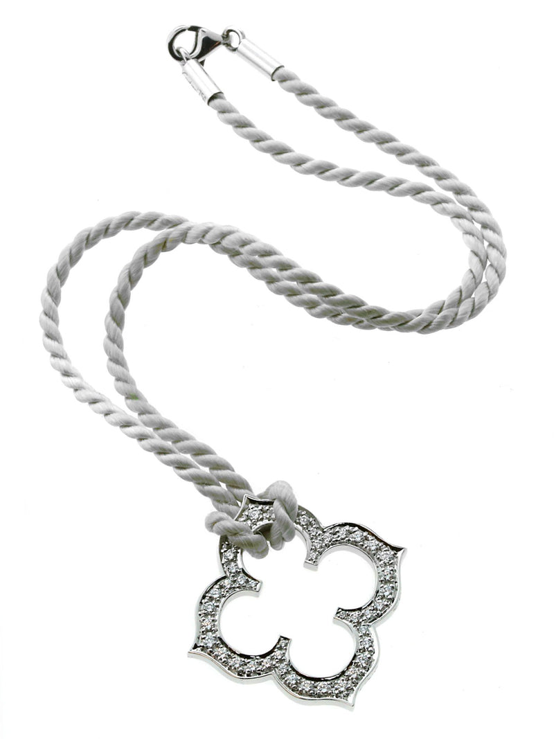 Cartier Quatrefoil Diamond White Gold Necklace 0000104
