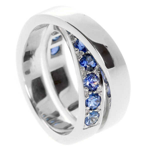 Cartier Sapphire Bypass White Gold Ring CRT10009