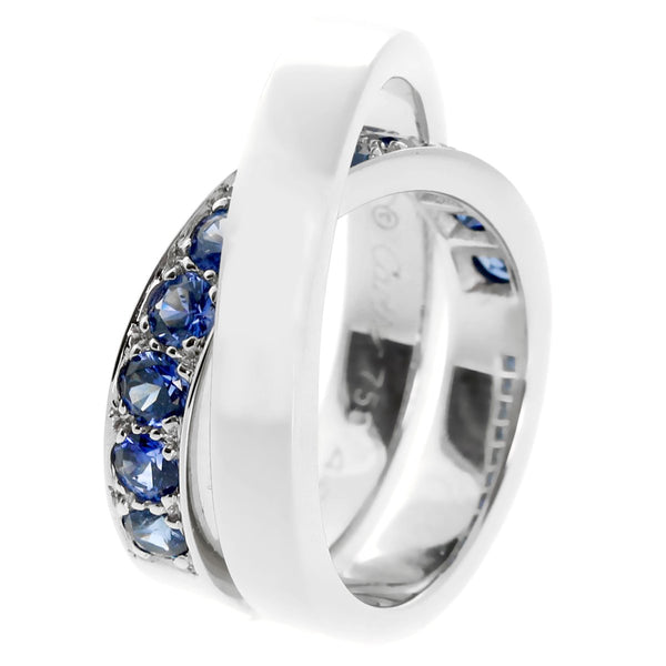 Cartier Sapphire Bypass White Gold Ring CRT10009