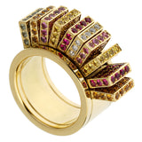 Cartier Sapphire Diamond Yellow Gold Cocktail Band Ring 82kso12