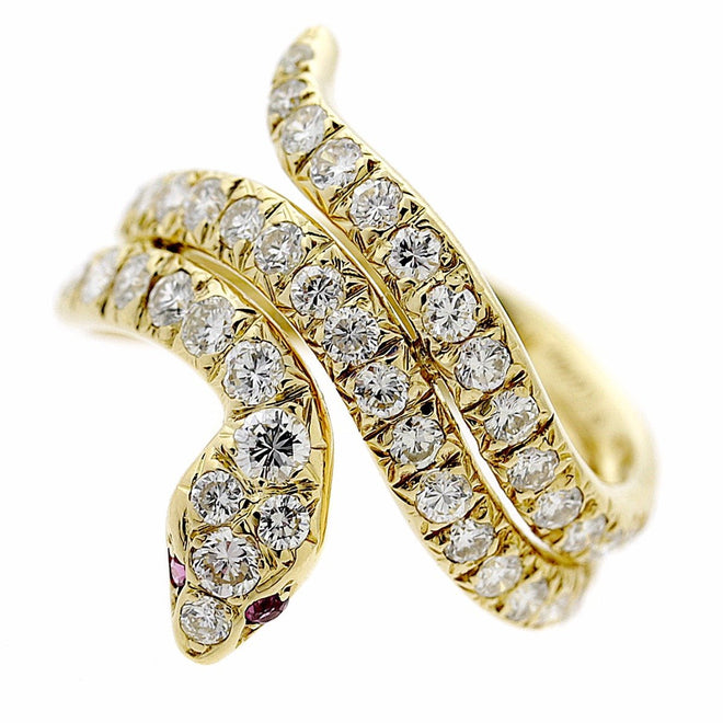 Cartier Snake Diamond Gold Ring 0000142