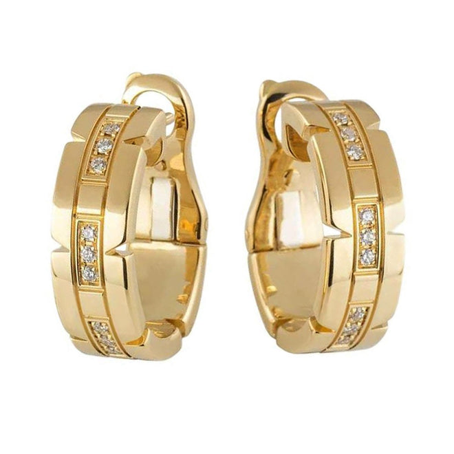 Cartier Tank Francaise Diamond Hoop Gold Earrings 0001741