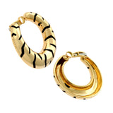 Cartier Tiger Stripe Gold Hoop Enamel Earrings 0000644