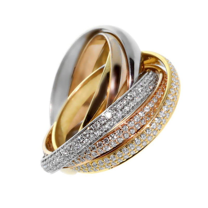 Cartier Trinity 6 Band Diamond Gold Ring 0000144