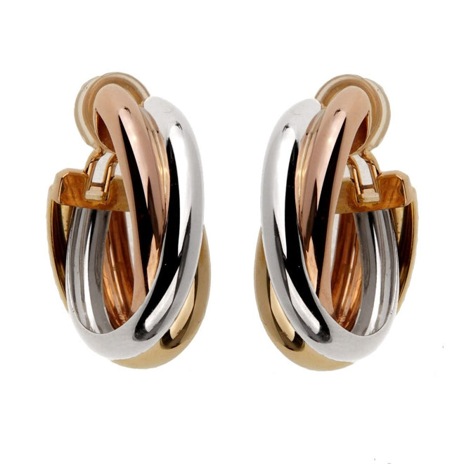 Cartier Trinity Large 18k Gold Hoop Earrings 0001085