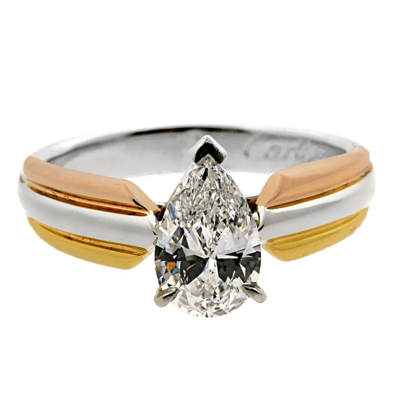 Cartier Trinity Pear Diamond Engagement Gold Ring 0000145