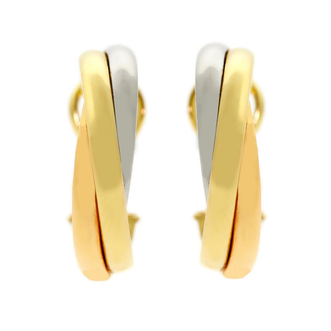 Cartier Trinity Three Color Gold Hoop Earrings 0000519