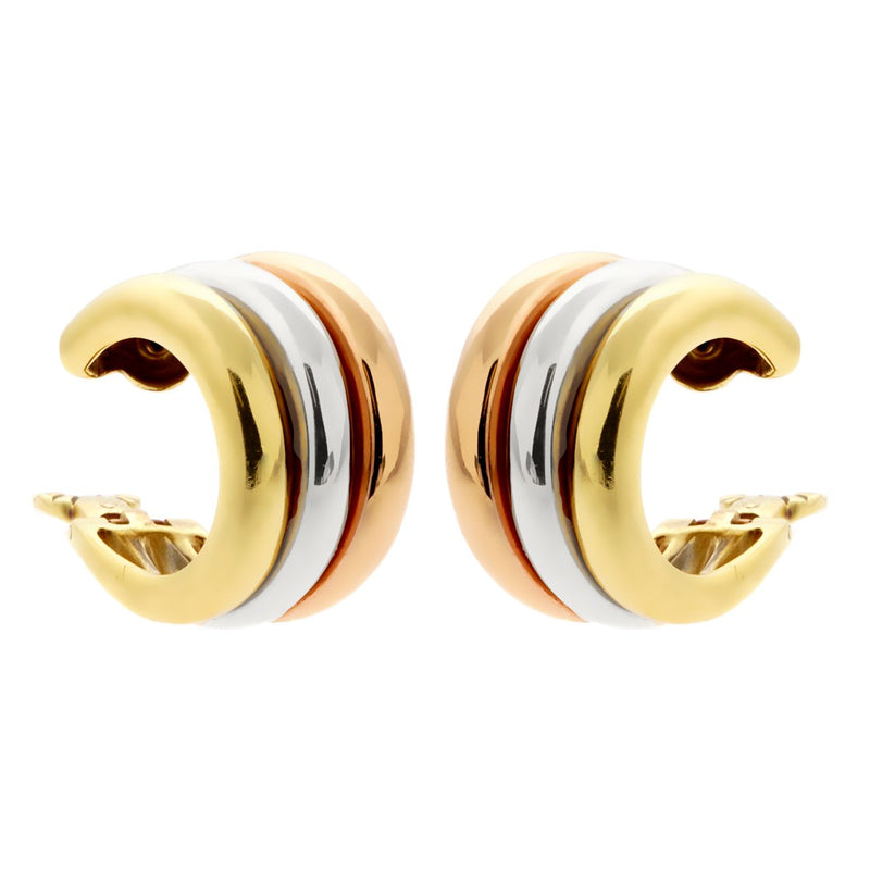 Cartier Trinity Tri Color 18k Gold Hoop Earrings 0000864