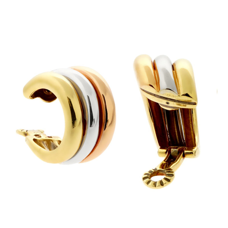 Cartier Trinity Tri Color 18k Gold Hoop Earrings 0000864