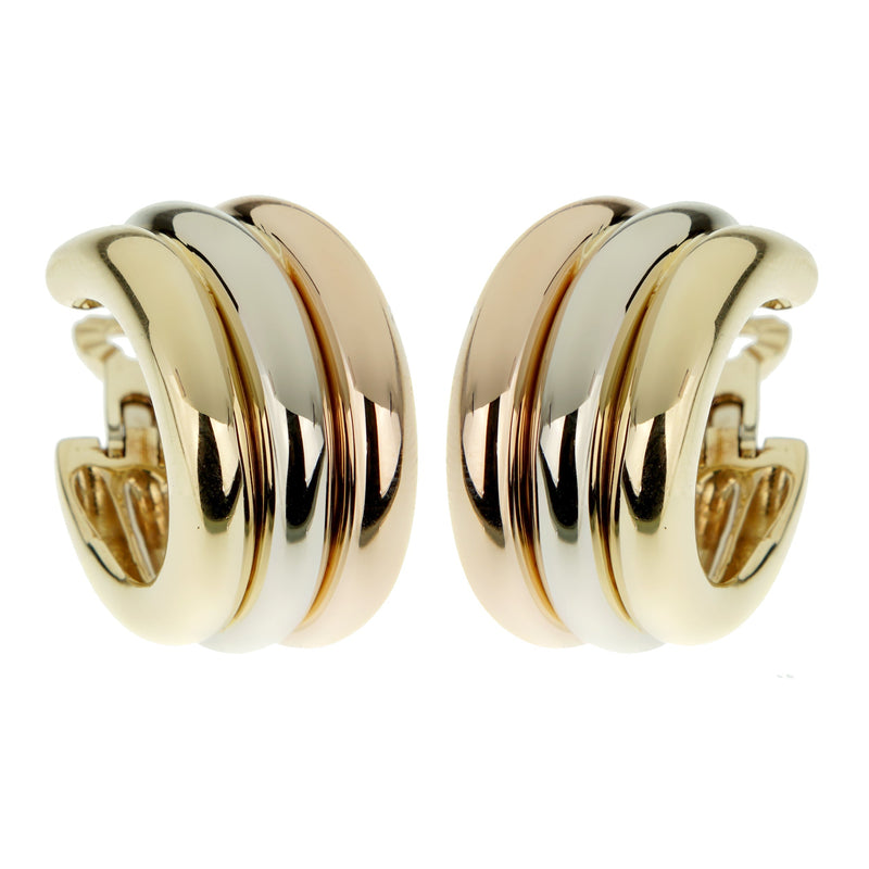 Cartier Trinity Vintage Large Tri Color 18k Gold Hoop Earrings ...