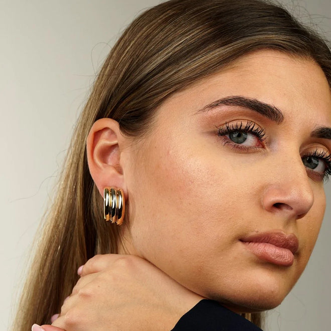 Cartier Trinity Vintage Large Tri Color 18k Gold Hoop Earrings