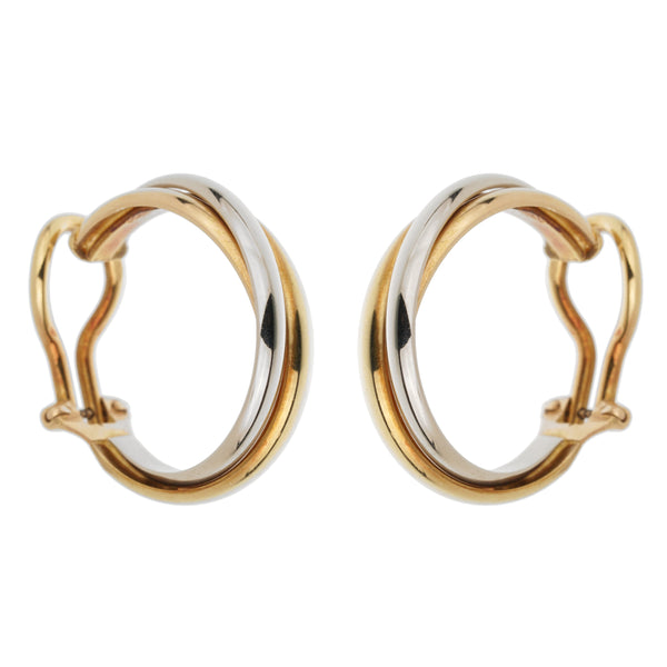 Cartier Trinity Vintage Tri-Color Gold Hoop Clip-On Earrings 21lbags77a