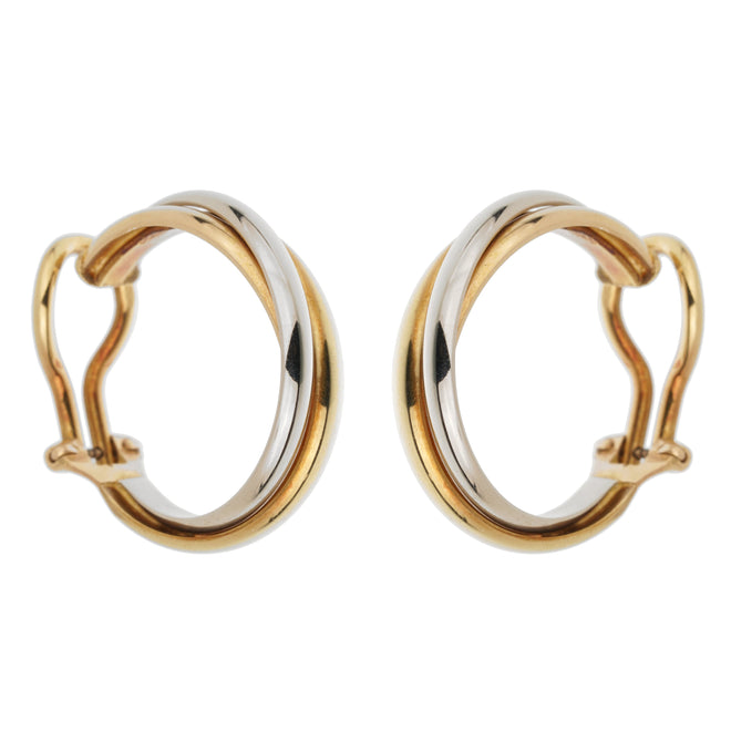 Cartier Trinity Vintage Tri-Color Gold Hoop Clip-On Earrings 21lbags77a
