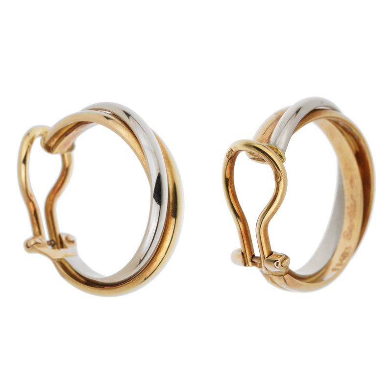 Cartier Trinity Vintage Tri-Color Gold Hoop Clip-On Earrings 21lbags77a