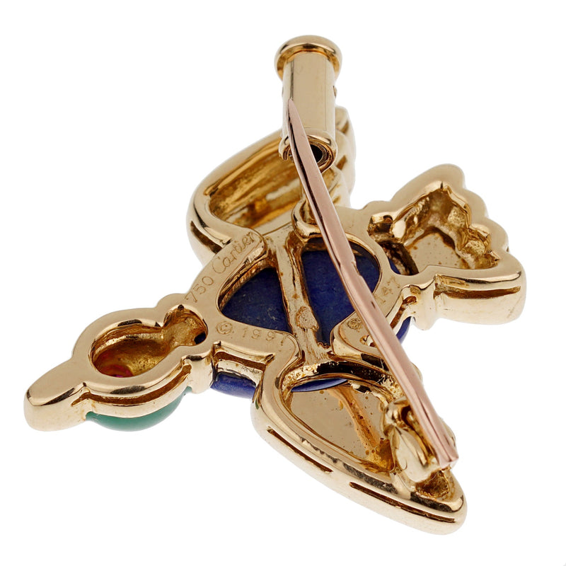 Cartier Vintage Lapis Lazuli Ruby Yellow Gold Bird Duck Pin Brooch