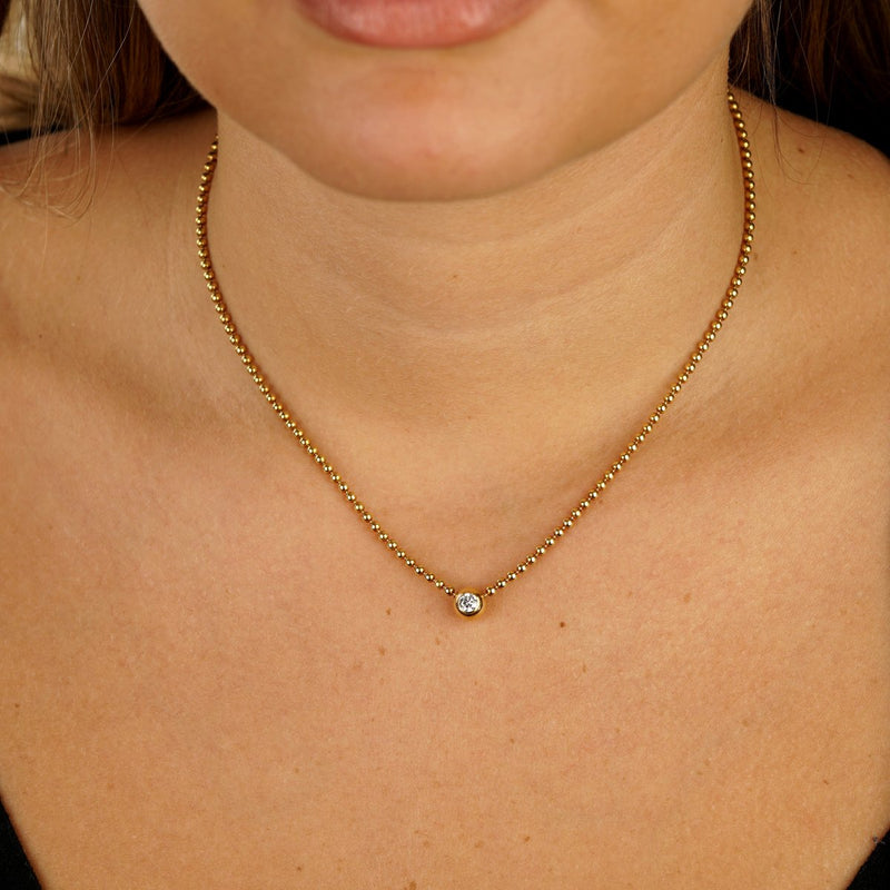 Cartier Vintage Solitaire Diamond Gold Pendant Necklace – Opulent