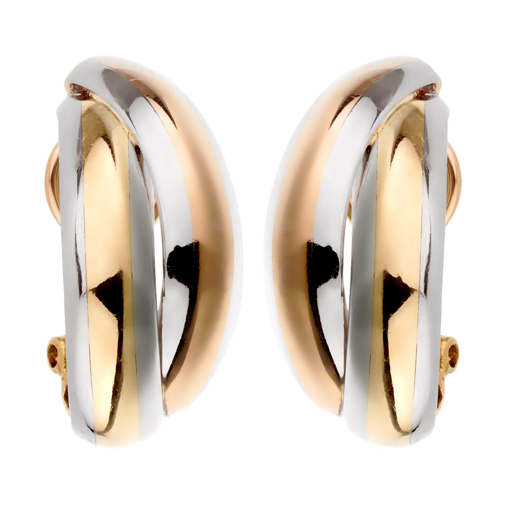 洗練ジュエリー【Cartier】Trinity earrings, classic model Cartier Trinity Classic Model Tri Color Gold Hoop Earrings