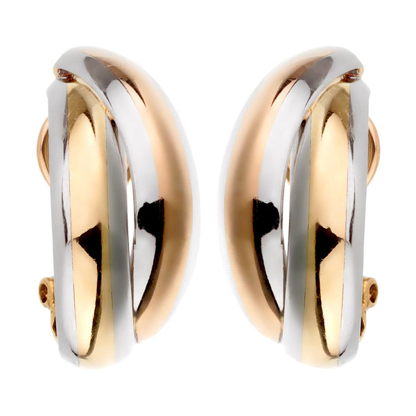 Cartier Vintage Trinity Rose Yellow Gold Stainless Steel Earrings 0002479