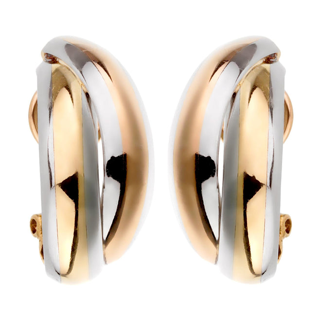 Cartier Vintage Trinity Rose Yellow Gold Stainless Steel Earrings 0002479