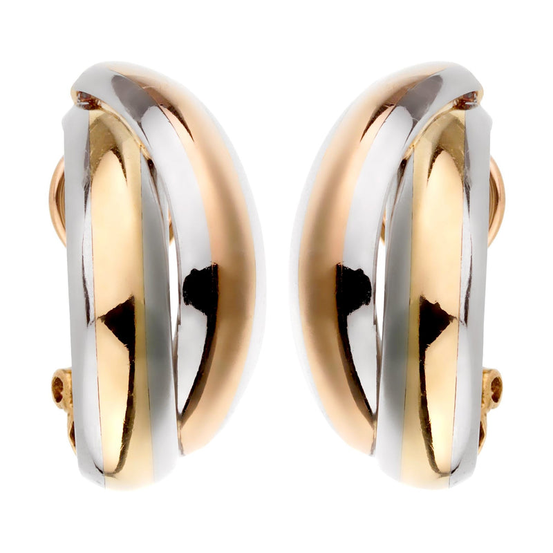 Cartier Vintage Trinity Rose Yellow Gold Stainless Steel Earrings 0002479