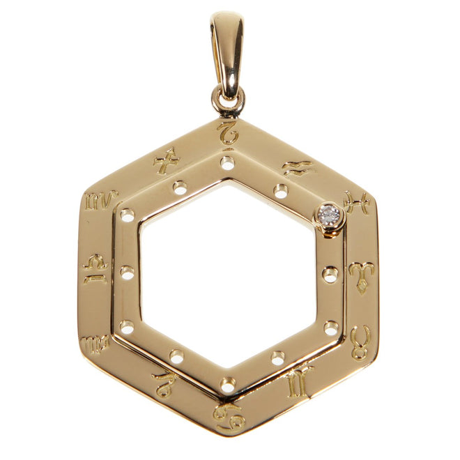 Cartier Vintage Zodiac Diamond Yellow Gold Pendant Necklace 0002572