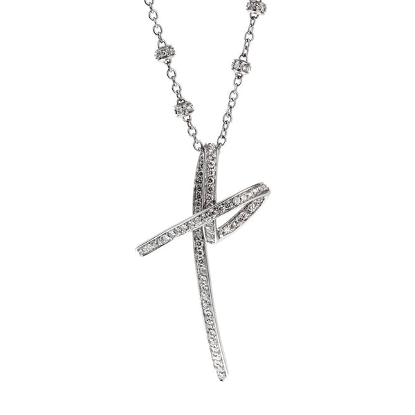 Casella Diamond White Gold Cross Necklace 0000983