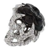 Chanel Camelia Diamond Onyx White Gold Ring 0002156