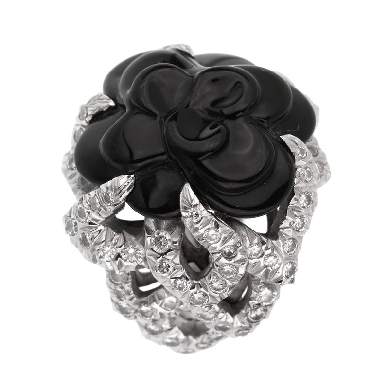 CHANEL Camellia Onyx Ring