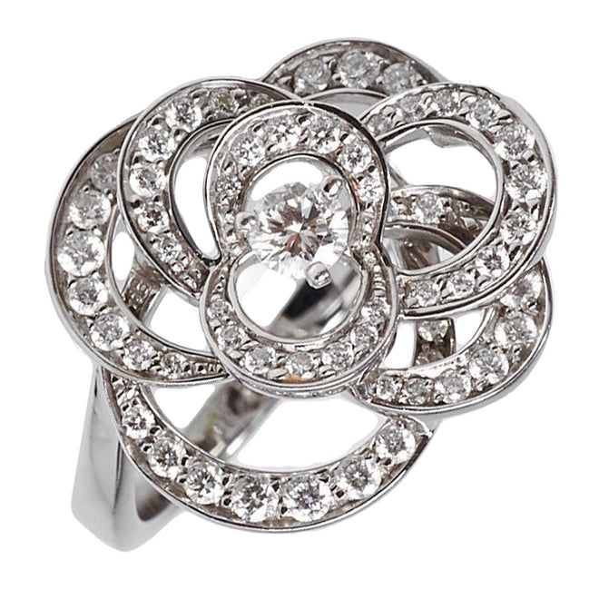 Chanel Camellia White Gold Diamond Cocktail Ring