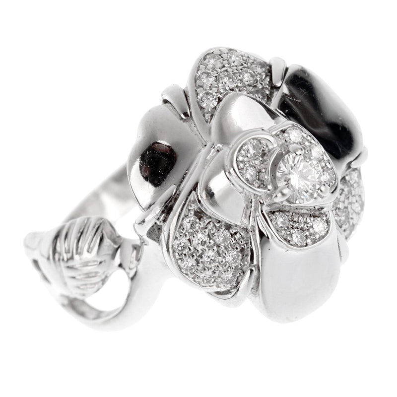 Chanel Camelia White Gold Diamond Ring 0002154