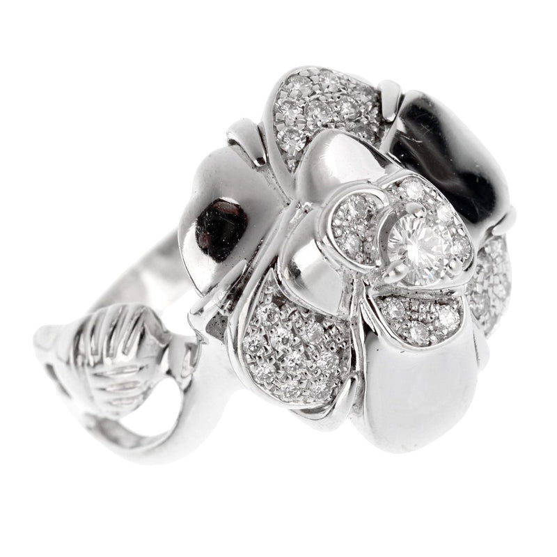 Chanel Camelia White Gold Diamond Ring 0002176