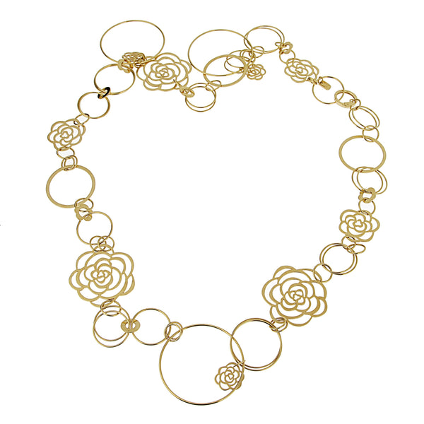 Chanel Camelia Yellow Gold Sautoir Necklace 0003275