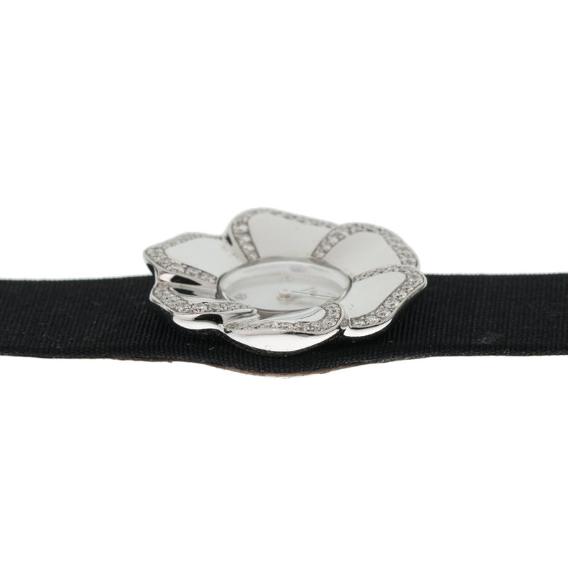 CHANEL Camellia Diamond 18k White Gold Bracelet Charm Watch