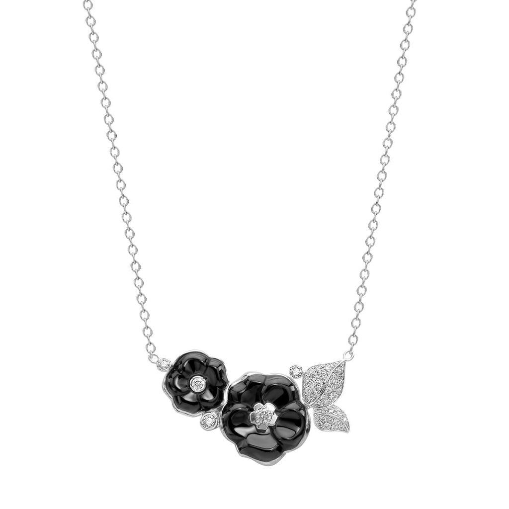 Chanel Camellia Galbe Diamond Ceramic White Gold Pendant Necklace – Opulent  Jewelers
