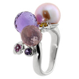 Chanel Camellia Gemstone Pearl White Gold Ring 0000036