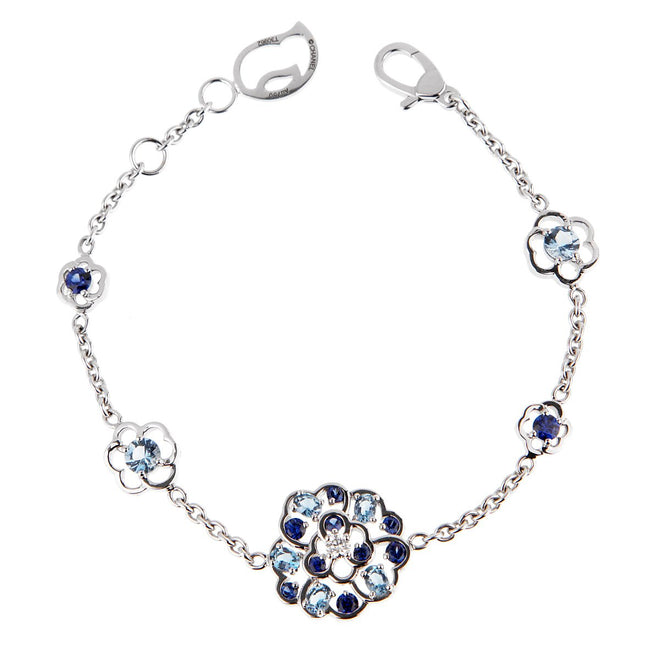 Chanel Camellia Sapphire Diamond White Gold Bracelet 0000921