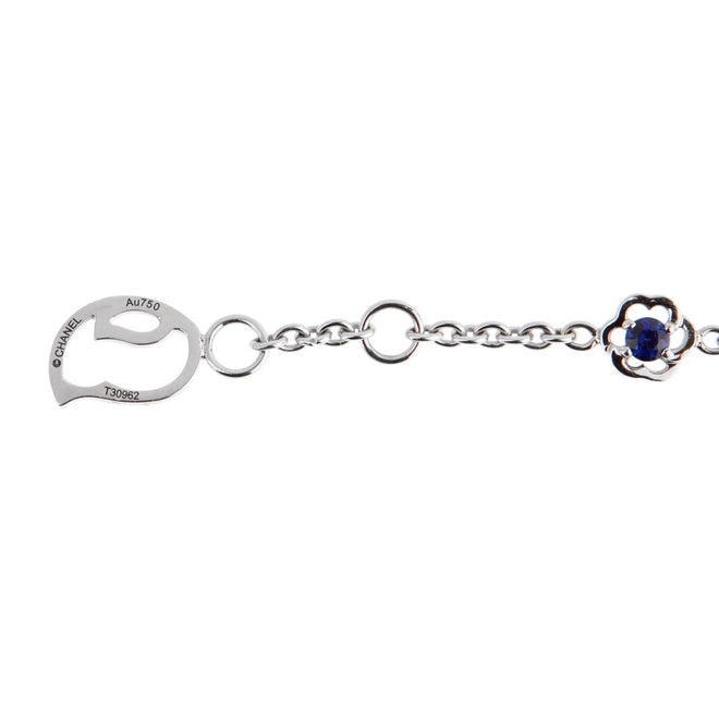 Chanel Camellia Sapphire Diamond White Gold Bracelet 0000921