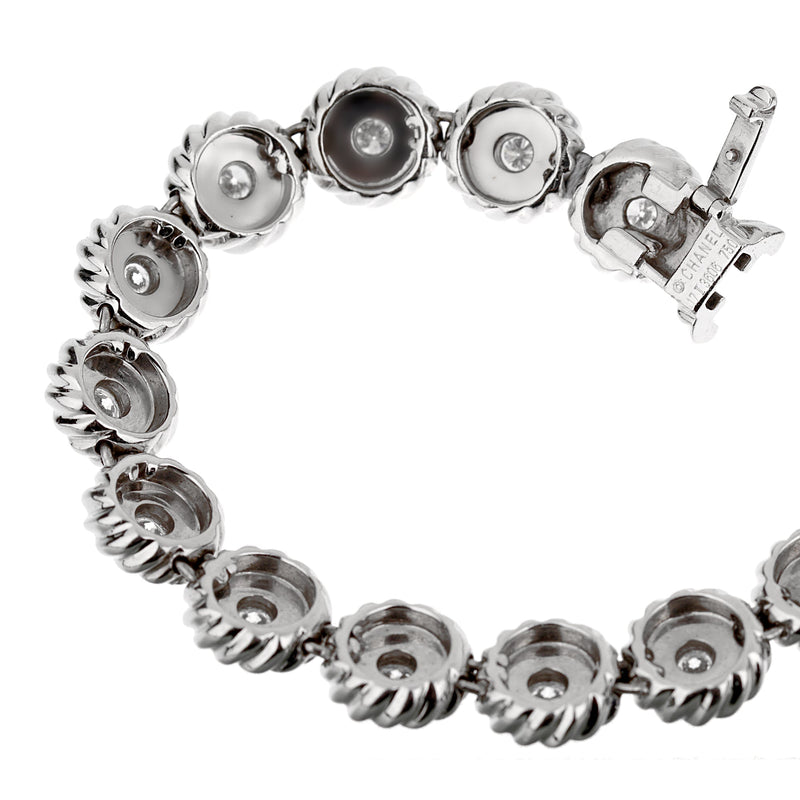 Chanel Vintage - Camellia Metal Bracelet - Silver Black - Chanel